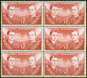 Ross Dependency 1967 3c Carmine-Red SG6 Very Fine MNH Block of 6