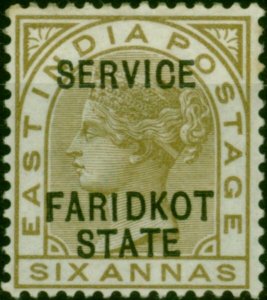 Faridkot 1887 6a Olive-Bistre SG010 Fine LMM