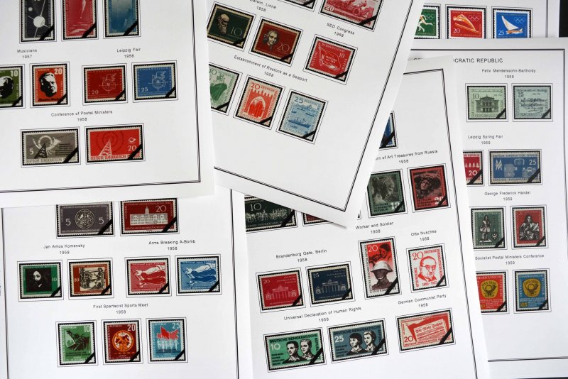 COLOR PRINTED EAST GERMANY DDR/GDR 1949-1990 STAMP ALBUM PAGES (334 ill. pages)