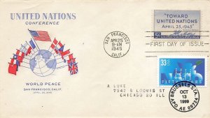 928 5c UN CONFERENCE - Grimsland - Dual FDC with #3354 NATO