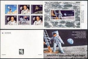 Marshall 238a booklet, MNH. Michel 237-243 MH. First Man on the Moon-20. 1989.