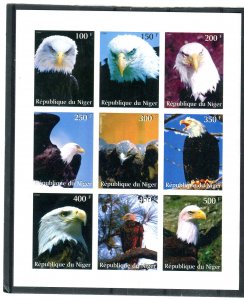 Niger 1999 BIRDS OF PREY Sheet (9) Imperforated Mint (NH)