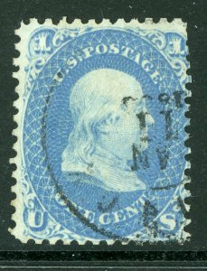 USA 1861 Franklin 1¢ Ultramarine Scott #63a Fine Used D530 ⭐⭐⭐⭐⭐⭐ 