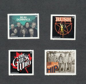 RUSH = TRAGICALLY HIP ++ = DIE CUT set of 4 MNH Canada 2013 #2656i-59i