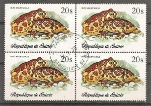 GUINEA 751 USED (CTO) 1977 REPTILES & SNAKES-BLOCK CV $5.60