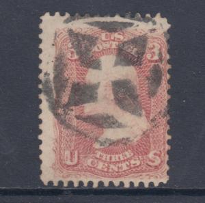 US Sc 65 used 1861 3c rose Washington with Wedges in Circle Fancy Cancel 