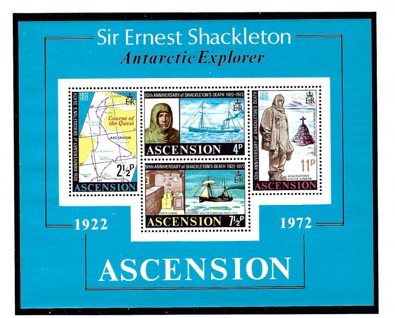 Ascension Is 163a MNH 1972 Sir Ernest Shackleton S/S