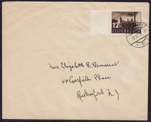 Austria - 1937 - Scott #385 - used on cover to USA