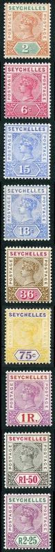 Seychelles QV 1897 SG 28/36 Colour Change Set of 9 m/mint