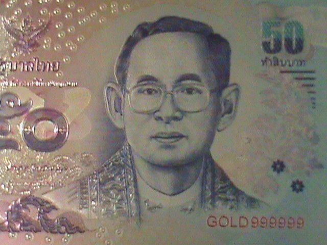 ​THAILAND-2010-24 KARAT GOLD REPLICA $50-BAHT BANK NOTE-WITH CERIFICATE VF