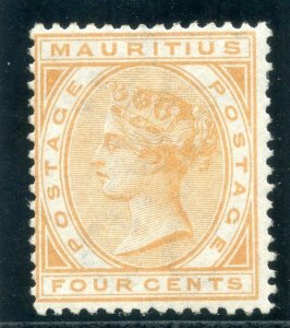 Mauritius 1879 QV 4c orange MLH. SG 93. Sc 60.