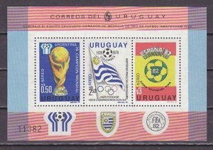 Uruguay, Scott cat. C438. `82 World Cup Soccer s/sheet.