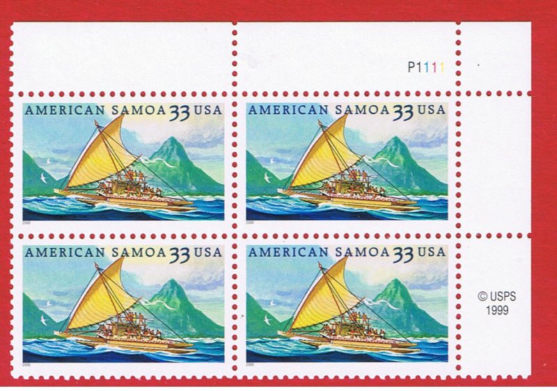 #3389  MNH OG plate block of 4 Samoa Free S/H