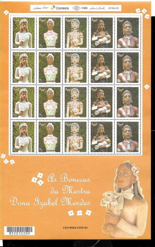 BRASIL BRAZIL 2016  ART TOYS DOLLS YV 3572-6 MINISHEET MNH