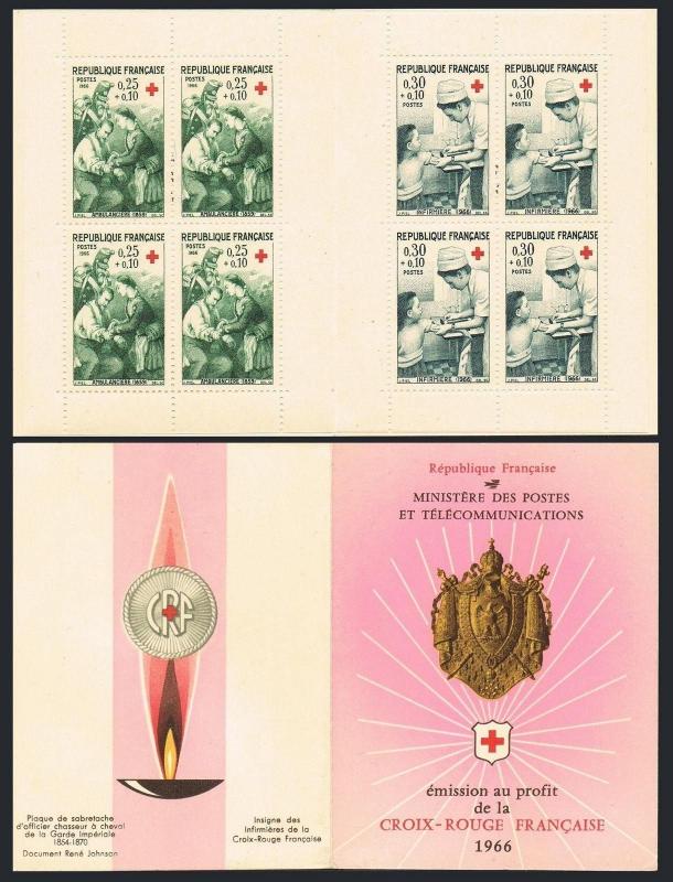 France B402-B403a booklet,MNH.Michel 1568-1569 MH. Red Cross-1966.First aid.