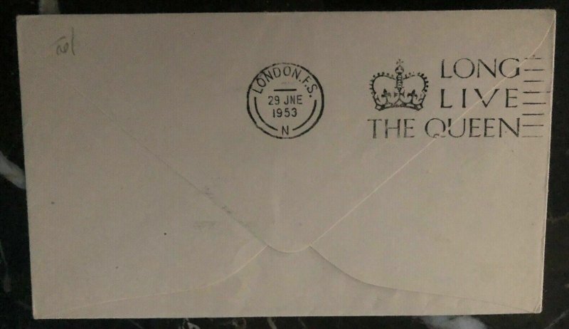 1953 Dominica QE 2 Coronation First Day Cover Queen Elizabeth FDC To England