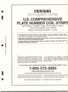 U. S. Comprehensive Plate Number Coil Strip Supplement # 20