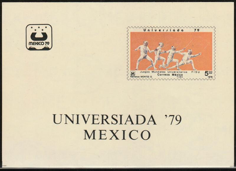 MEXICO 1189, FENCING University Games, SOUVENIR SHEET. MINT, NH, F-VF.