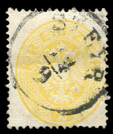 Austria #17 Cat$110, 1863 2kr yellow, used