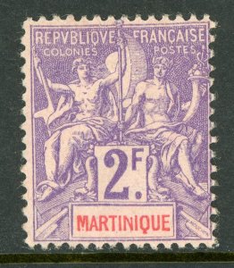 Martinique 1906 French Colony 2 Fr Violet Navigation & Commerce Sc #52 Mint E128