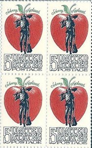 1966 Johnny Appleseed Block Of 4 5c Postage Stamps, Sc# 1317, MNH, OG