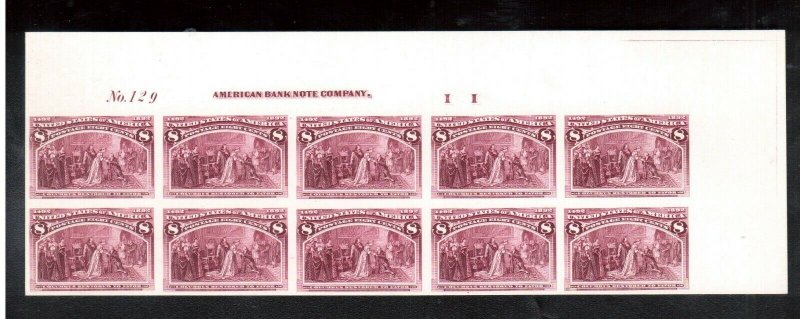 USA #236P4 Extra Fine Plate Proof Plate Block Of Ten