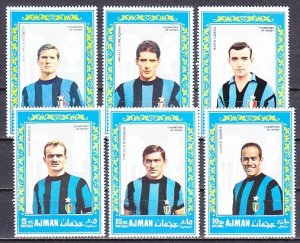 Ajman, Mi cat. 303-308 A. Italy` Soccer Players issue.