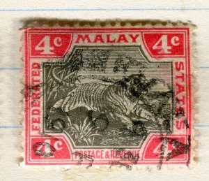 MALAYA STRAITS SETTLEMENTS;  FED STATES 1904 Tiger issue used 4c. value, Shade