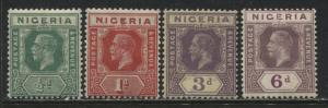 Nigeria KGV 1921 1/2d, 1d, 3d, and 6d all Die 1 mint o.g.