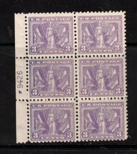 USA #537 Mint Fine - Very Fine Never Hinged Plate Block Of Six