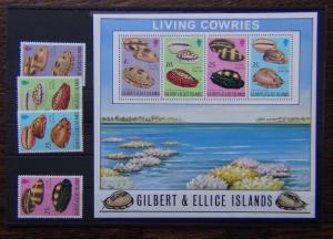 Gilbert & Ellice 1975 Cowie Shells Set & Miniature Sheet MNH