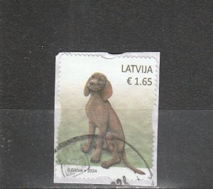 Latvia  Scott#  1150  Used on Piece  (2024 Dog)