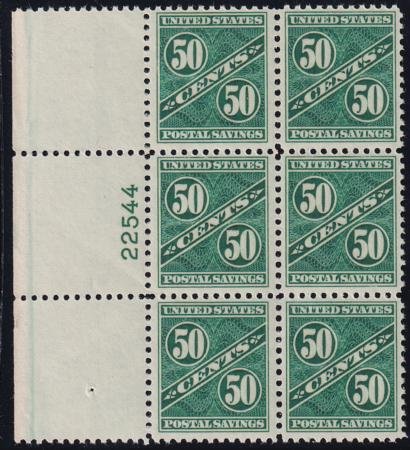 US PS9 Savings Stamp Mint NH F-VF+ Wide Left Plate # Block Of 6 Scarce So Nice!