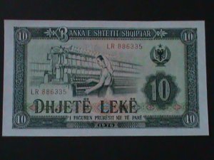 ​ALBANIA-1976 BANKA E SHTETTT SHOPIPTAR-10LEK-UN-CIRCULATED-VF-LAST ONE