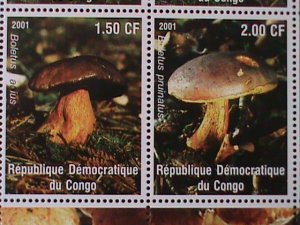 ​CONGO-2001-COLORFUL-LOVELY MUSHROOMS-MNH SHEET-VF-LAST ONE HARD TO FIND