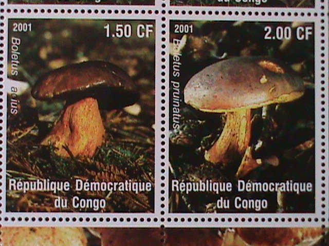 ​CONGO-2001-COLORFUL-LOVELY MUSHROOMS-MNH SHEET-VF-LAST ONE HARD TO FIND