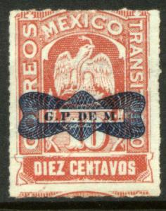 MEXICO 562 10c TRANSITORIO WITH CORBATA REVOLUT OVPT UNUSED, NO GUM.