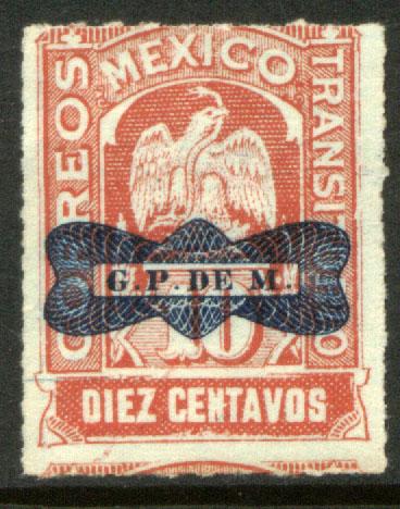 MEXICO 562 10c TRANSITORIO WITH CORBATA REVOLUT OVPT UNUSED, NO GUM.