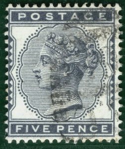 GB QV Stamp SG.169  5d Indigo (1881) Light Numeral Used Cat £175+ PRED101