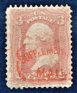 [st1402] Scott#65 used with red SUPPLEMENTARY MAIL Cancel