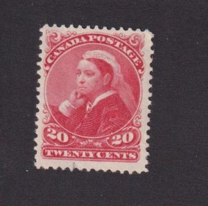 CANADA # 46 VF-MH 20cts VERMILLION Q/VICTORIA WIDOW WEED POOR GIRL