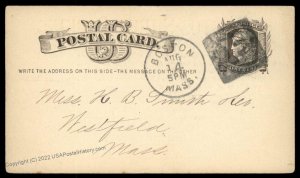 USA 1800s Boston Mass Negative Letter F Fancy Cancel Cover 95026