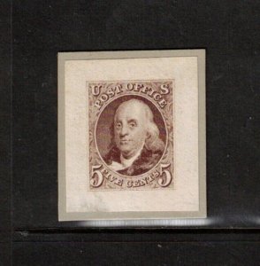 USA #3P2 Extra Fine Die Proof On Card - Nice Dark Color