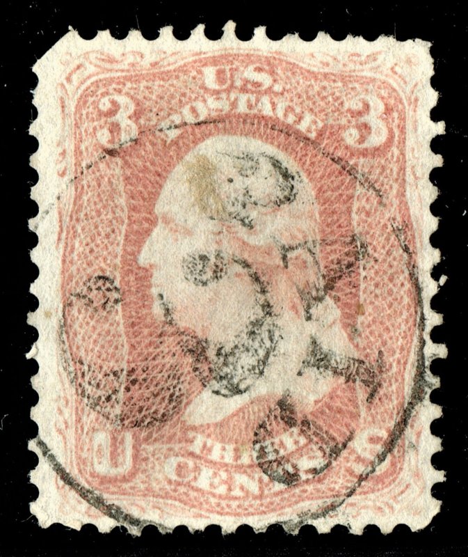 [0964] 1861 Scott#65 with cancel « PAID 3 » in circle
