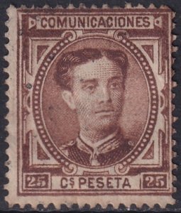 Spain 1876 Sc 225 used light cancel heavy hinge