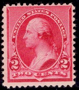 US Stamp #220 2c Carmine Washington MINT NO GUM SCV $20.00 (as hinged)