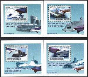 {228} Guinea Bissau 2007 Whales & Submarines 4 S/S Deluxe MNH**