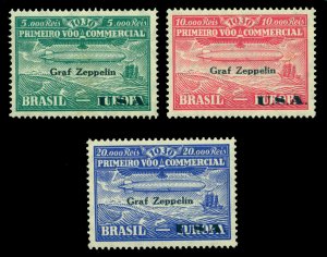 BRAZIL 1930 AIRMAIL Graf Zeppelin U.S.A. surch. set Sc# 4CL8-4CL10 mint MLH/NH