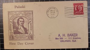 Scott 690 - Pulaski - A.C. Roessler FDC - Savannah Typed Address - Planty 690-3C