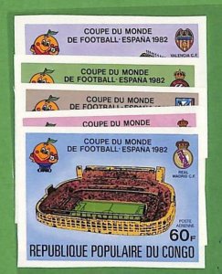 12338 - CONGO - Set of 5 IMPERF STAMPS - 1982 FOOTBALL World Championship-